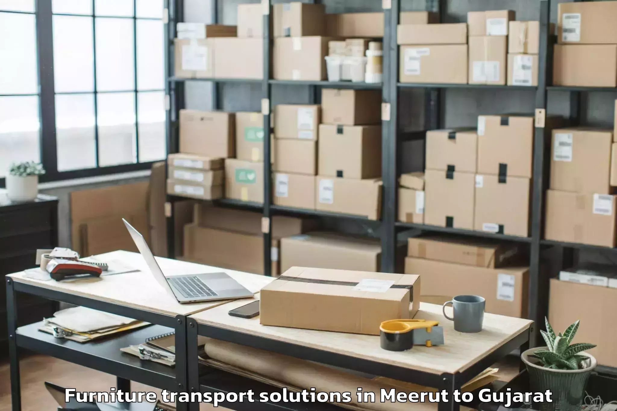 Quality Meerut to Bhiloda Furniture Transport Solutions